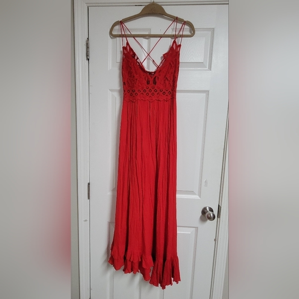 FP One Adella Maxi Slip Dress Red Size Large. - Picture 13 of 14